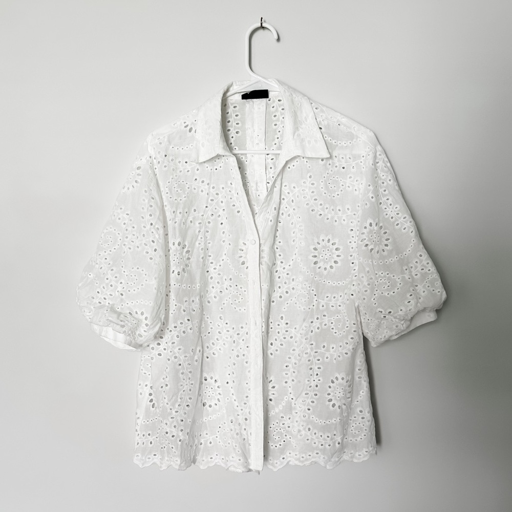Ziva Cotton Eyelet Puff Sleeve Blouse - VICI
